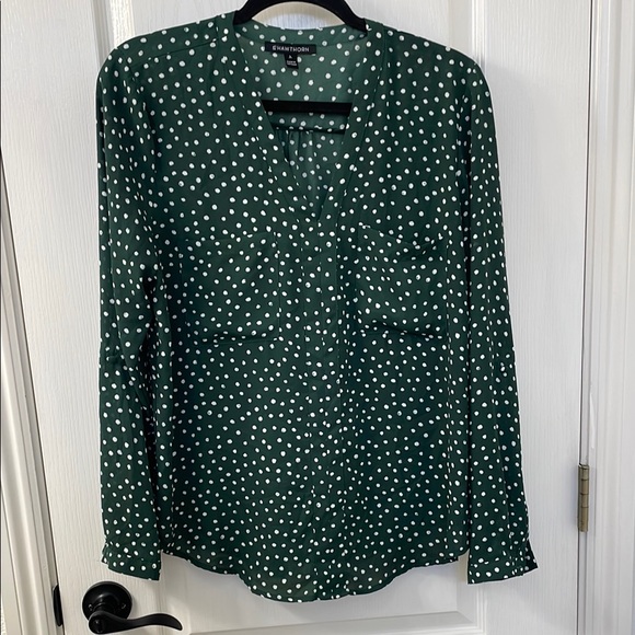 41 Hawthorn Tops - 41 Hawthorn Green Polka Dot Blouse